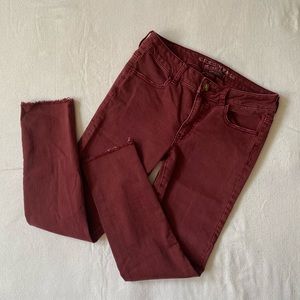 American Eagle Outfitters maroon jegging crop jeans✨